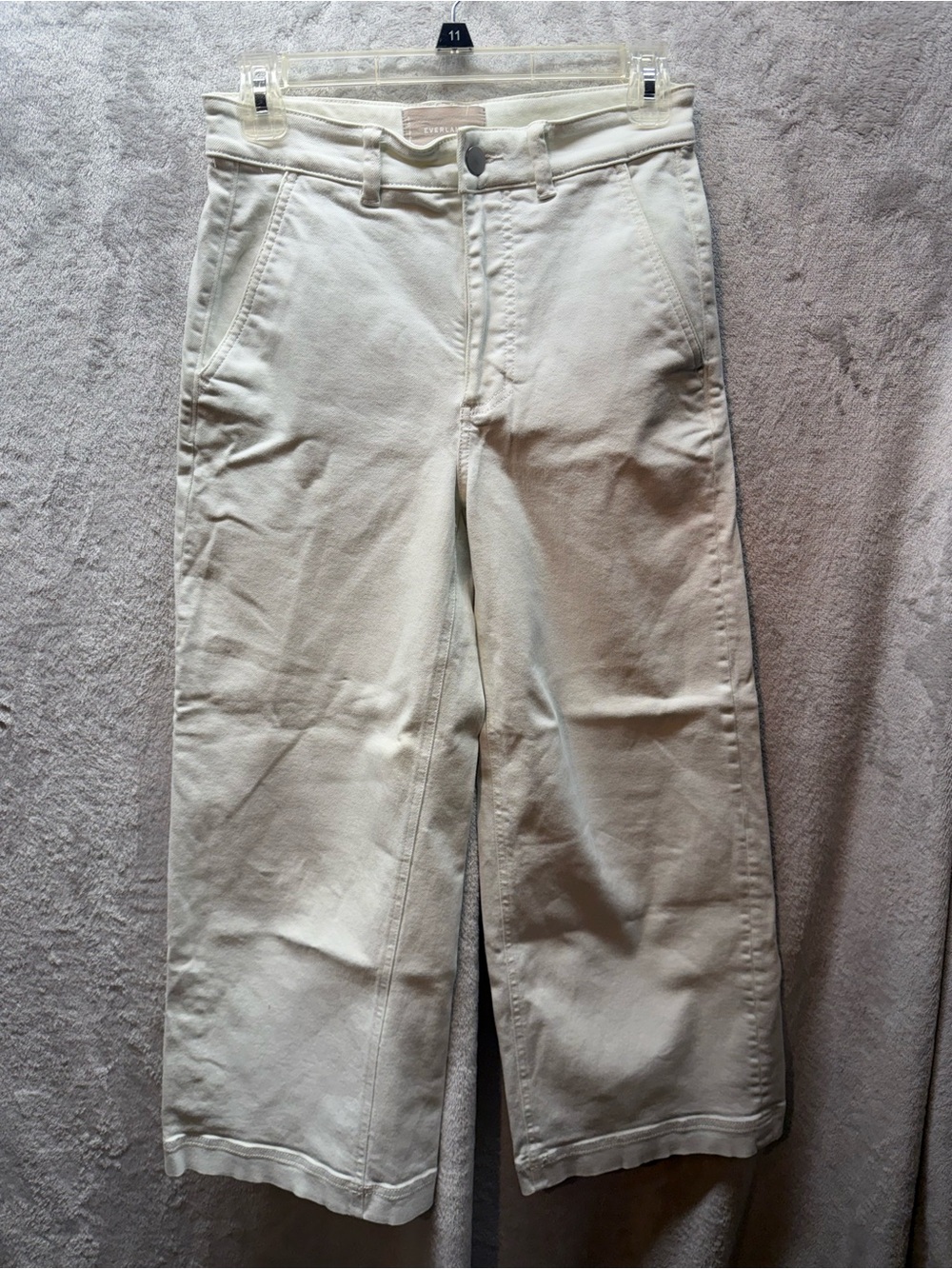 Everlane Cream Wide Leg Cropped Jeans Size 2 High Rise Off White